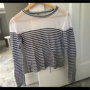 Nordstrom Long sleeve Mesh Striped Slightly Top